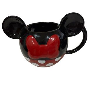 Disney Minnie Mouse Icon Signature Ceramic Mug 23ounce 3D Ears Raised Bow New
